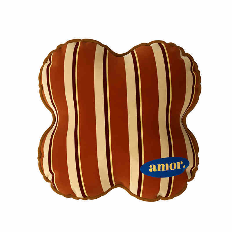 KTX-254995 Antique Style Alien Shape Pillow in Plush with Stripe Pattern - 40x40cm