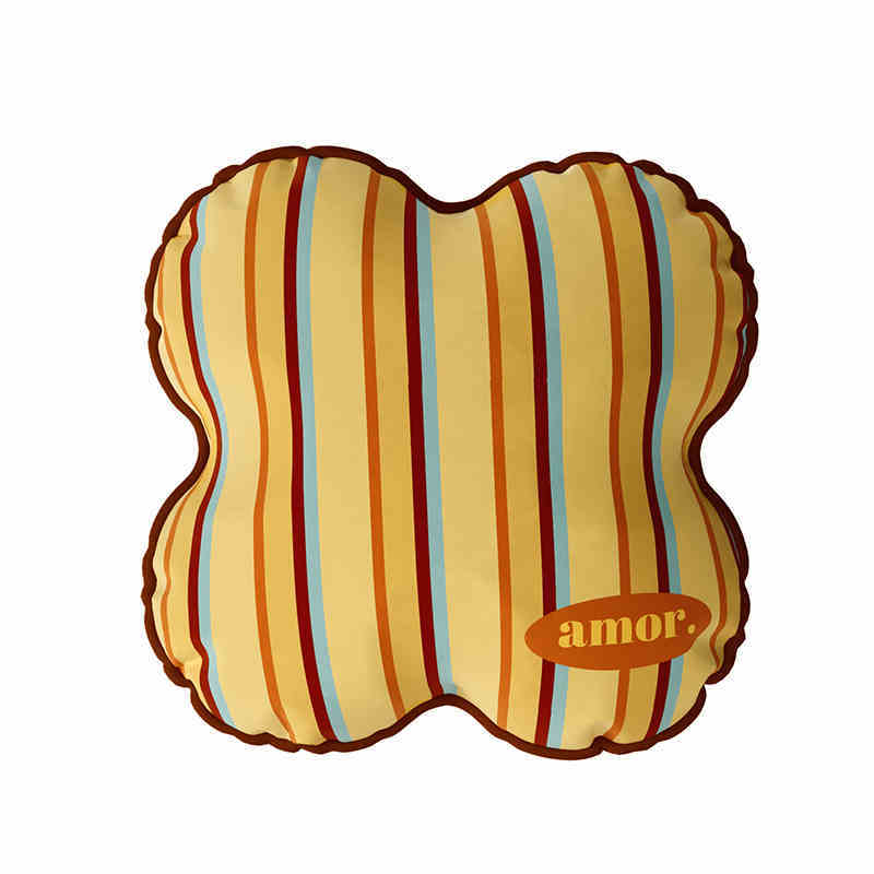 KTX-254995 Antique Style Alien Shape Pillow in Plush with Stripe Pattern - 40x40cm