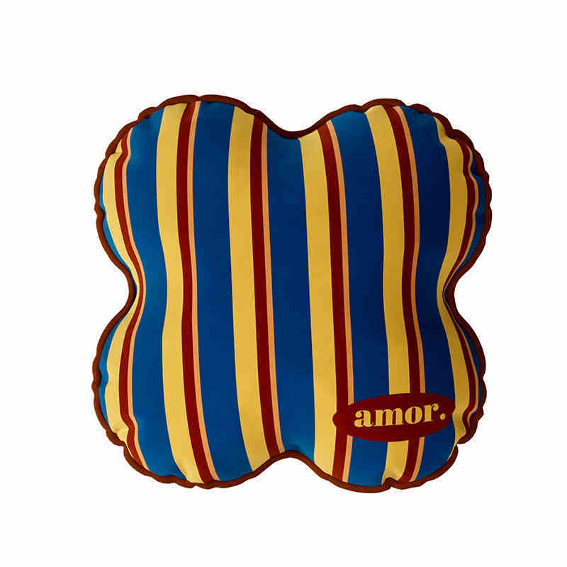 KTX-254995 Antique Style Alien Shape Pillow in Plush with Stripe Pattern - 40x40cm