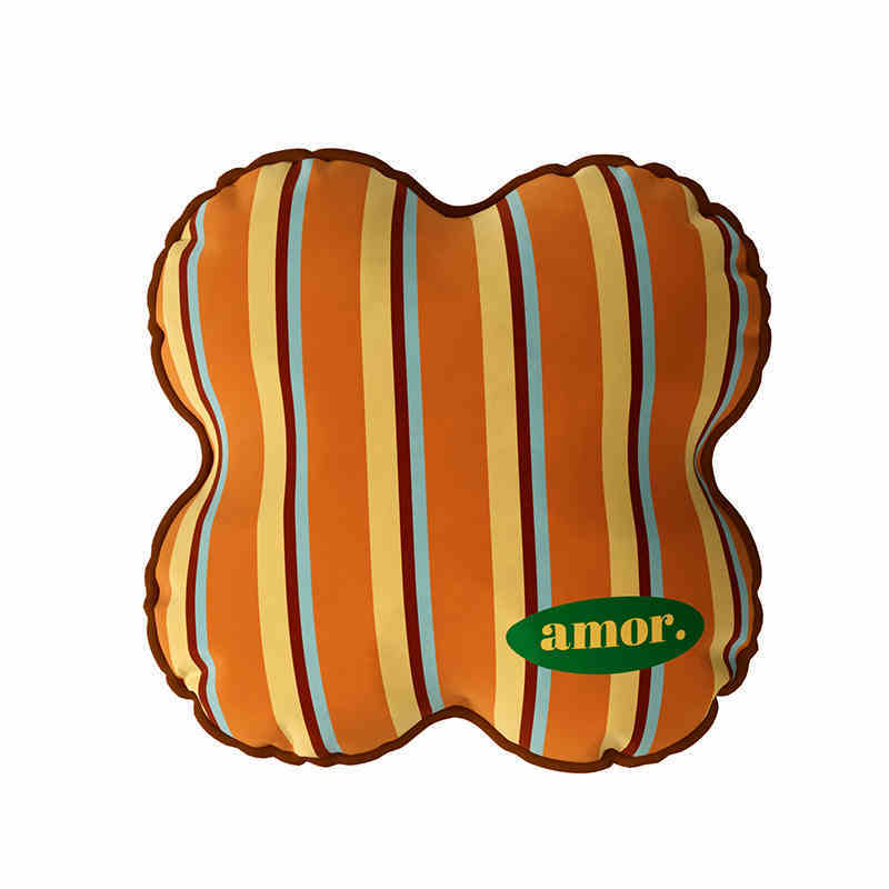 KTX-254995 Antique Style Alien Shape Pillow in Plush with Stripe Pattern - 40x40cm