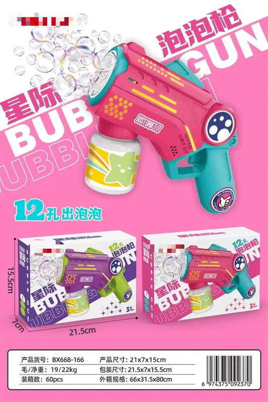 KTX-256019 Automatic Bubble Blowing Machine with 12 Light-Up Holes for Kids Outdoor Play