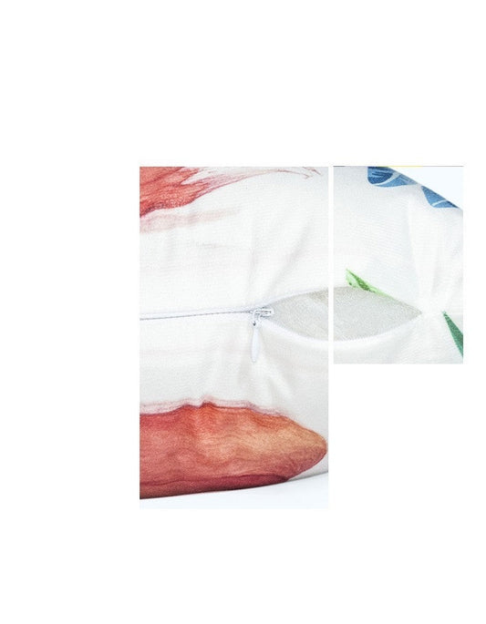 KTX-256019 Peacock Print Linen Cushion Cover, 45x45 cm, 100% Linen