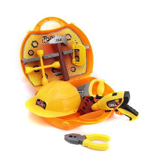 KTX-257171 Building Bench Tool Set for Kids - Pretend Play Toolbox with Chainsaw and Garden Tools, Ages 2-7