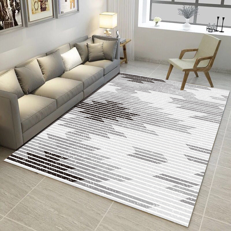 KTX-257171 Striped Polyester Fiber Rectangular Carpet for Living Room, Bedroom, and Cloakroom - Multiple Sizes Available