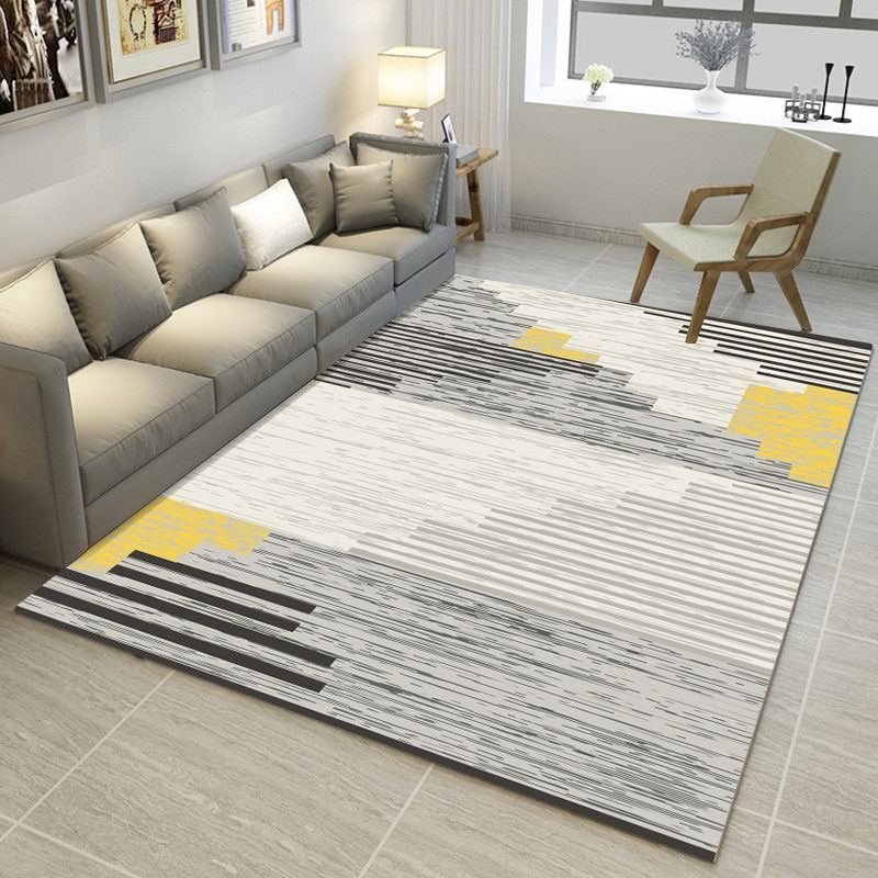 KTX-257171 Striped Polyester Fiber Rectangular Carpet for Living Room, Bedroom, and Cloakroom - Multiple Sizes Available
