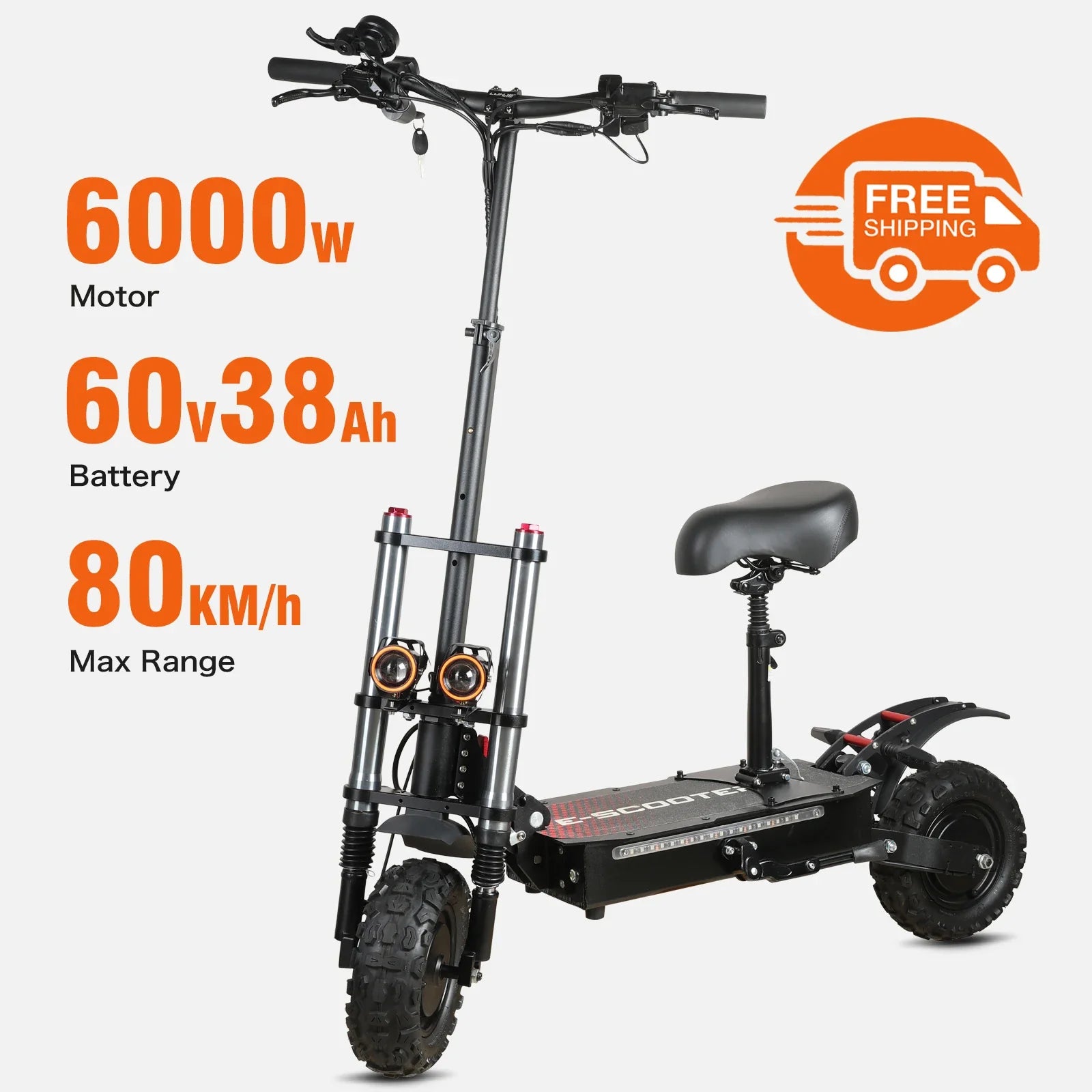 KTX-257363 6000W Dual Motor Off-Road Electric Scooter, 60V 38Ah, 90-100KM Range, Foldable, 200KG Load Capacity