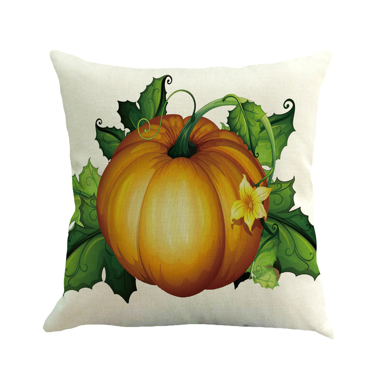 KTX-258323 Thanksgiving Plant and Flower Design Linen Cushion Cover 45x45cm