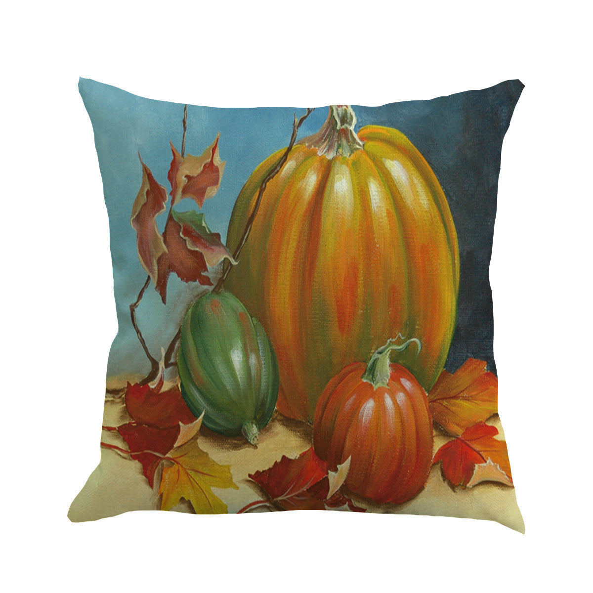 KTX-258323 Thanksgiving Plant and Flower Design Linen Cushion Cover 45x45cm