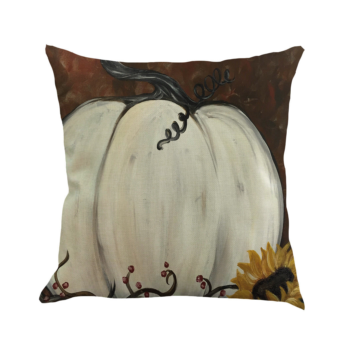 KTX-258323 Thanksgiving Plant and Flower Design Linen Cushion Cover 45x45cm
