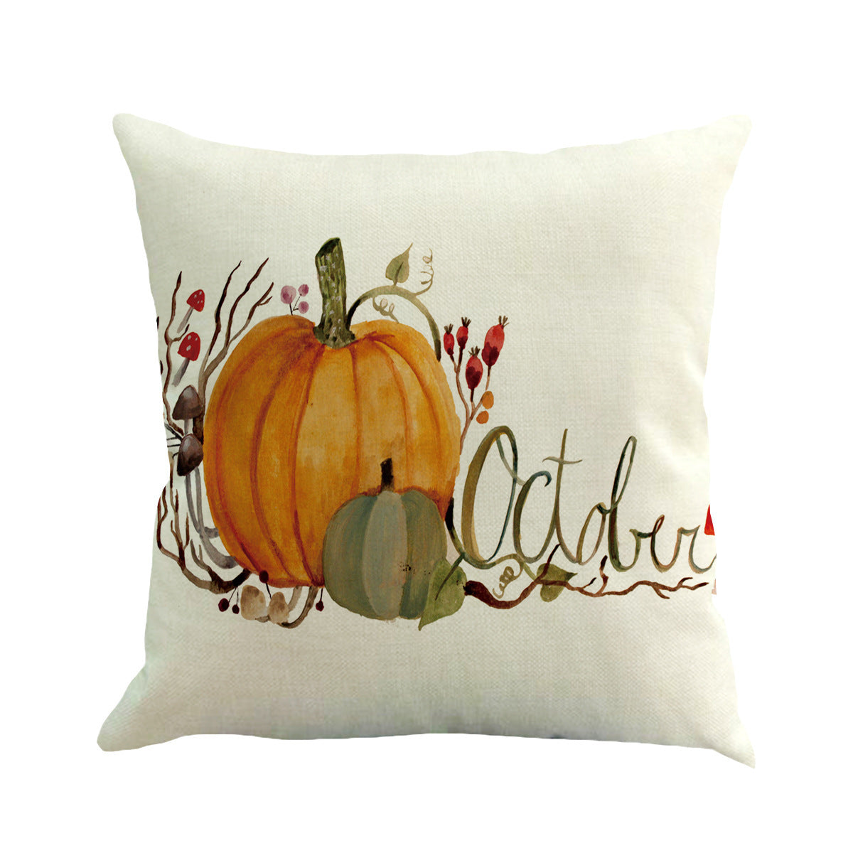 KTX-258323 Thanksgiving Plant and Flower Design Linen Cushion Cover 45x45cm