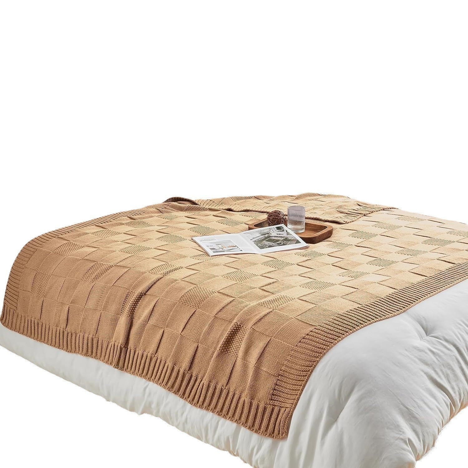 KTX-258643 Geometric Pattern Washable Sofa Blanket - Versatile 130x160 for All Seasons