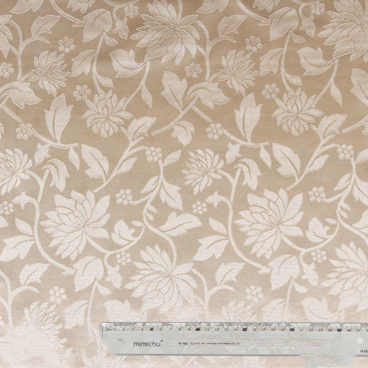 KTX-259475 Beige Lotus Woven Fabric - 100D*75D Polyester for Home Decor & Crafts, 150cm Width, 115g/㎡