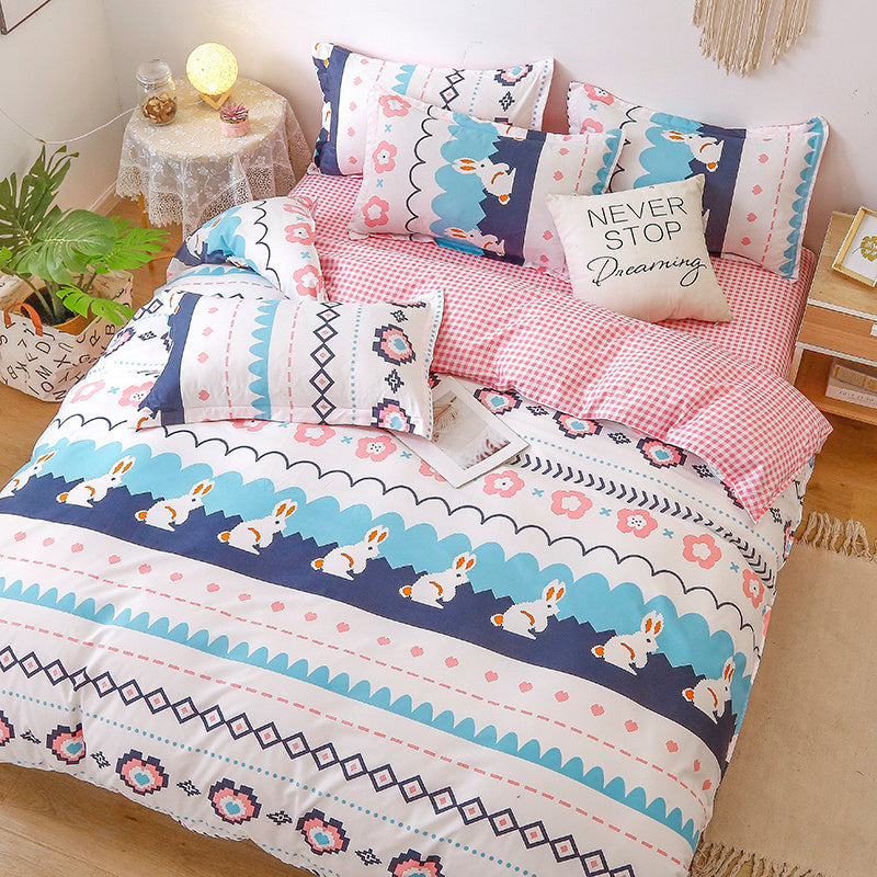 KTX-259475 Elegant Four-Piece Bedding Set with Duvet Covers and Bed Sheets in Multiple Sizes