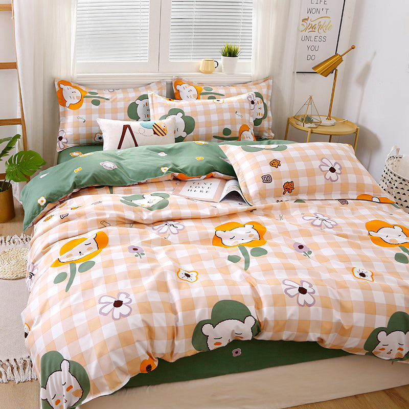 KTX-259475 Elegant Four-Piece Bedding Set with Duvet Covers and Bed Sheets in Multiple Sizes