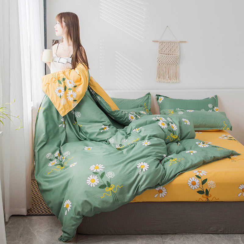 KTX-259475 Elegant Four-Piece Bedding Set with Duvet Covers and Bed Sheets in Multiple Sizes