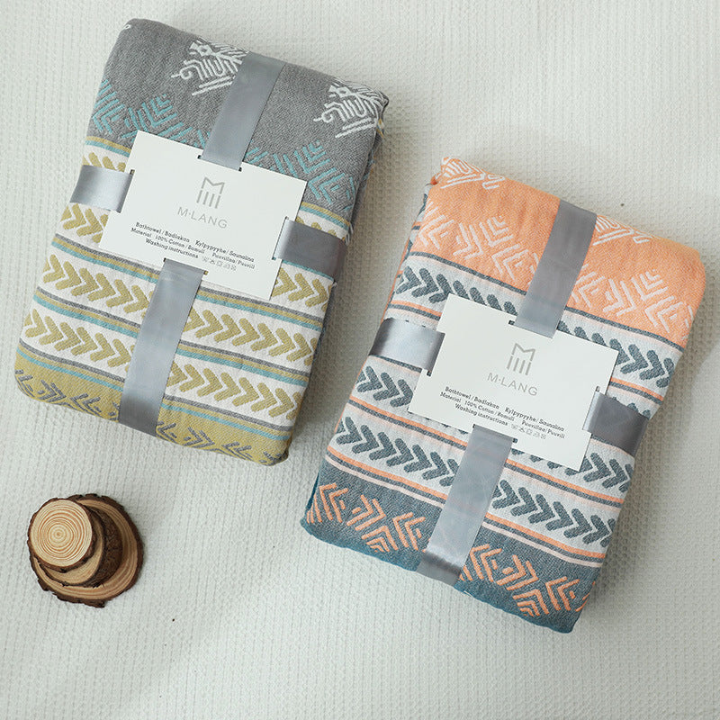 KTX-259795 Five Layer Cotton Double Gauze Summer Quilt Blanket - Soft, Lightweight, Rustic Design, Available in Two Sizes