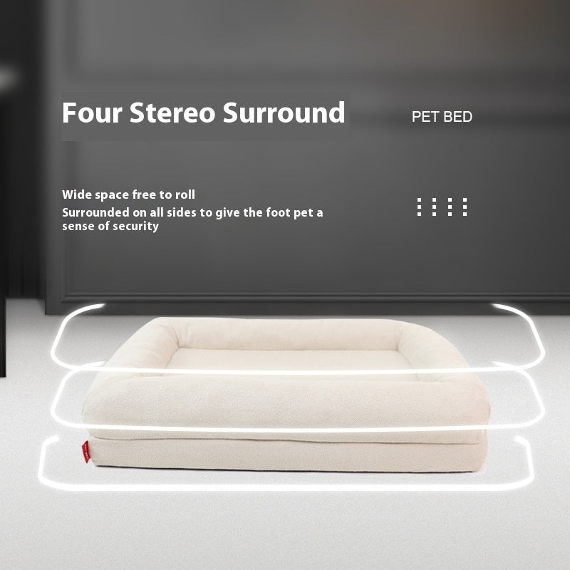 KTX-259923 Memory Foam Dog Bed - Removable Waterproof Cover, Milky White