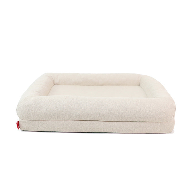 KTX-259923 Memory Foam Dog Bed - Removable Waterproof Cover, Milky White