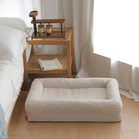 KTX-259923 Memory Foam Dog Bed - Removable Waterproof Cover, Milky White