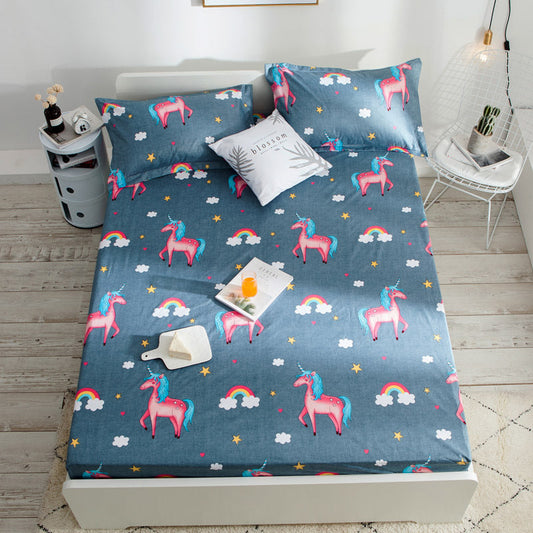 KTX-260115 Waterproof Polyester Cotton Bed Sheet with Plant Flower Pattern