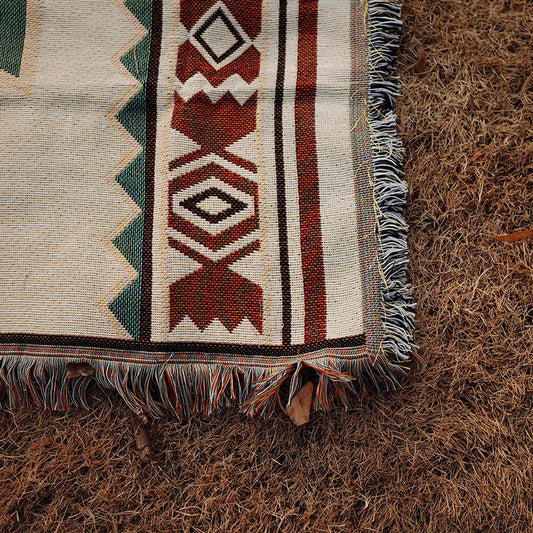 KTX-261843 Moisture-Proof Ethnic Style Picnic Mat in Beige and Red - Multiple Sizes Available