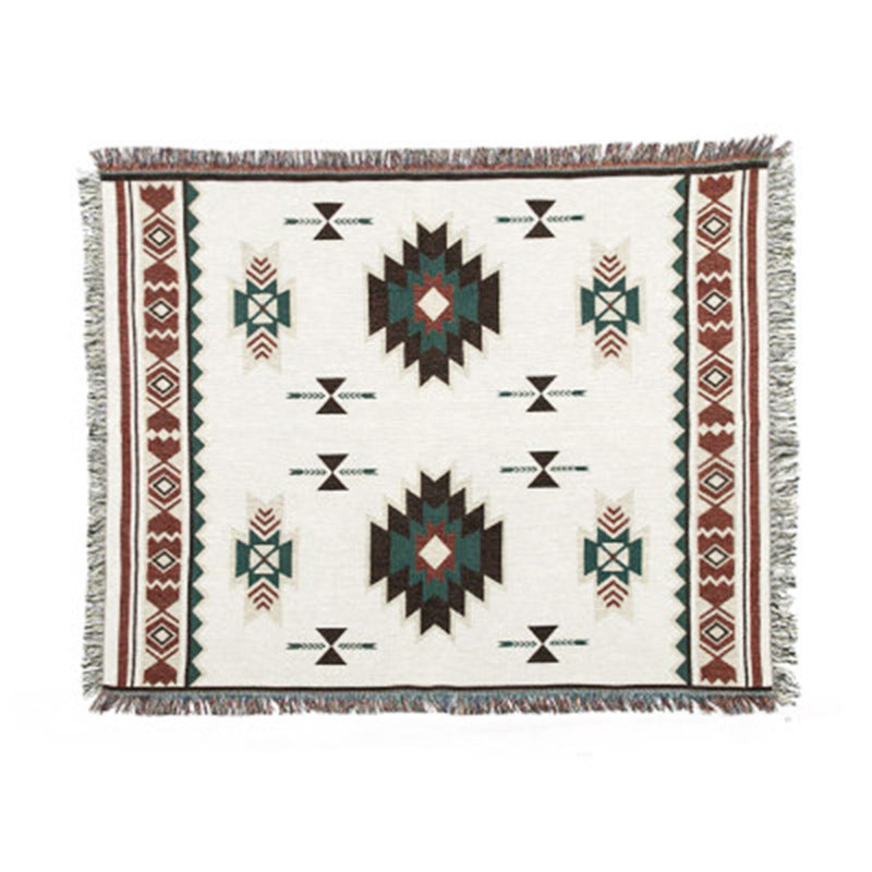KTX-261843 Moisture-Proof Ethnic Style Picnic Mat in Beige and Red - Multiple Sizes Available