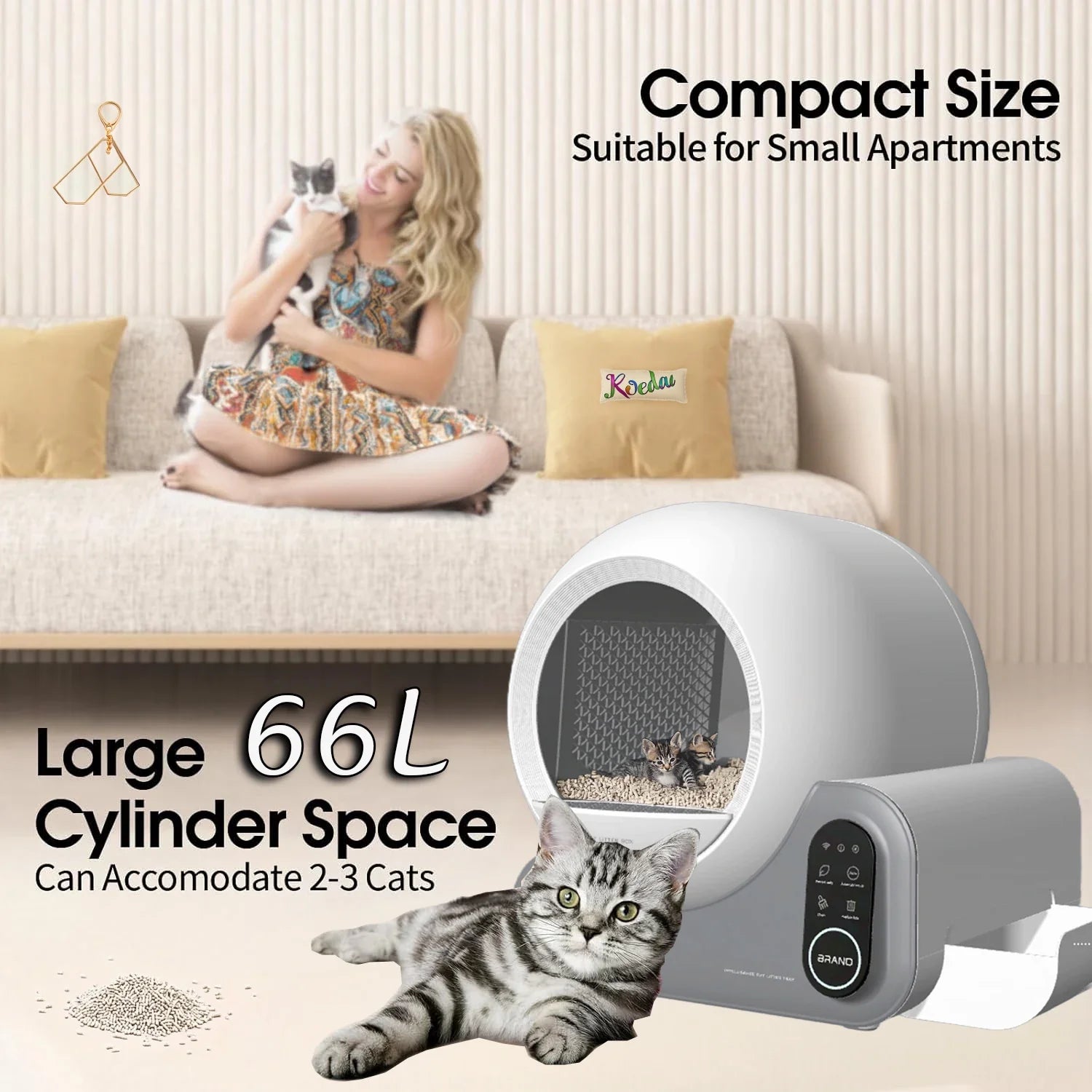 KTX-263379 Extra Large Smart Self-Cleaning Cat Litter Box with 10kg Capacity and APP Control