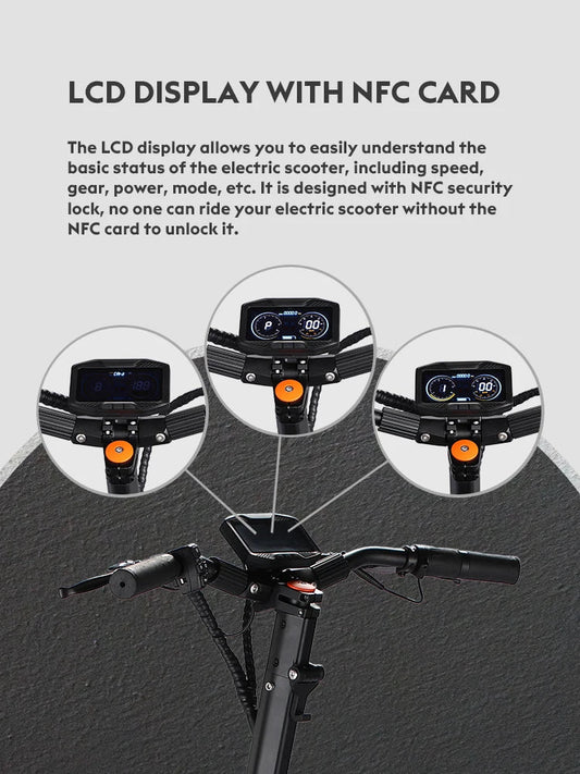 KTX-263443 Powerful 2000W Adult E-Scooter, Foldable, 52V 18.2Ah, Waterproof, Full Suspension, 60-80km Range