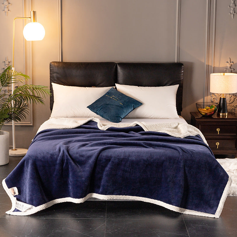 KTX-264019 Double Coral Fleece Blanket - Thick, Soft Polyester Material for Comfort and Warmth