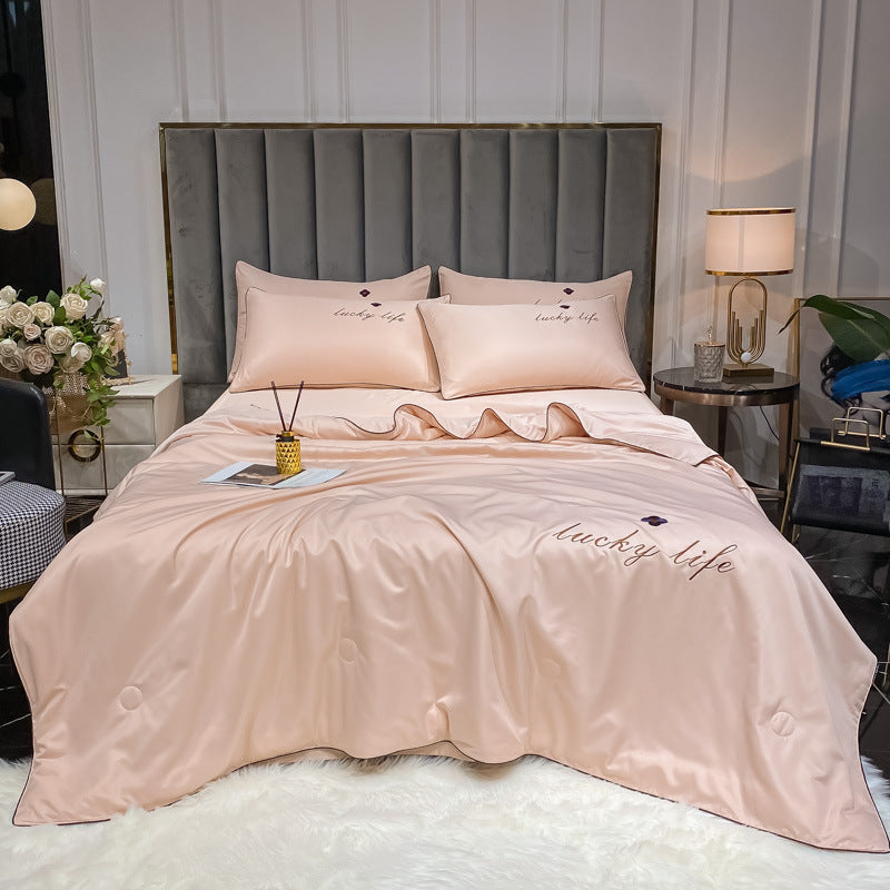 KTX-264083 Washed and Embroidered Ice Silk Quilt Four-Piece Set in Multiple Colors