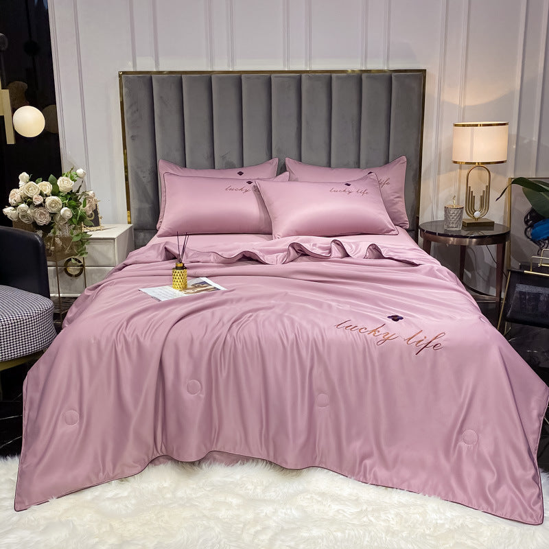 KTX-264083 Washed and Embroidered Ice Silk Quilt Four-Piece Set in Multiple Colors