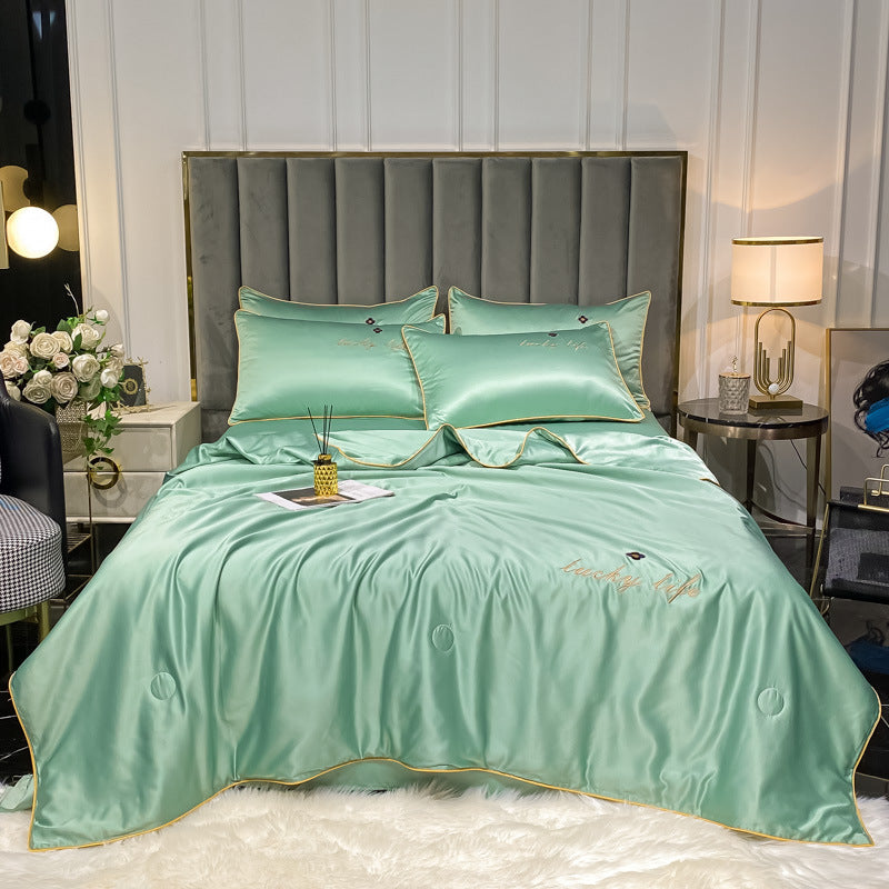 KTX-264083 Washed and Embroidered Ice Silk Quilt Four-Piece Set in Multiple Colors