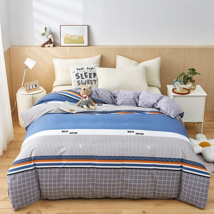 KTX-264403 Cotton Quilt Cover Set for Students - Single & Double Sizes, Modern Designs with Cute Patterns