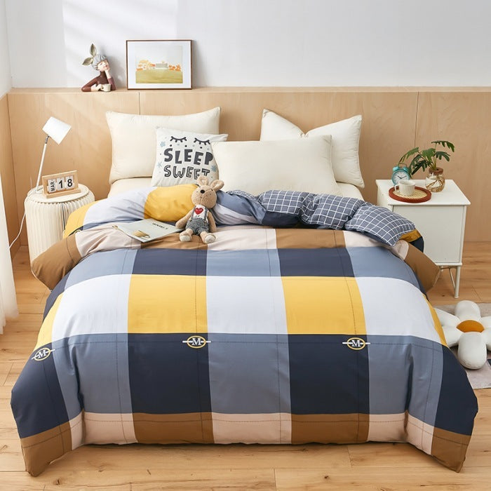 KTX-264403 Cotton Quilt Cover Set for Students - Single & Double Sizes, Modern Designs with Cute Patterns
