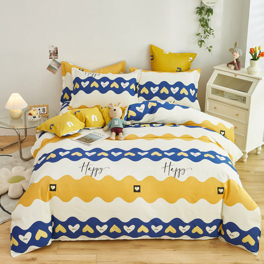 KTX-264403 Cotton Quilt Cover Set for Students - Single & Double Sizes, Modern Designs with Cute Patterns
