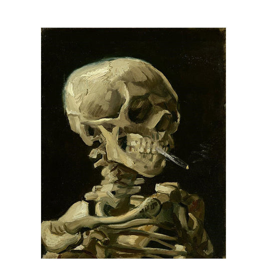 KTX-266323 DIY Painting By Numbers Kit - Smoking Skeleton Landscape, Linen Material, 40x50CM