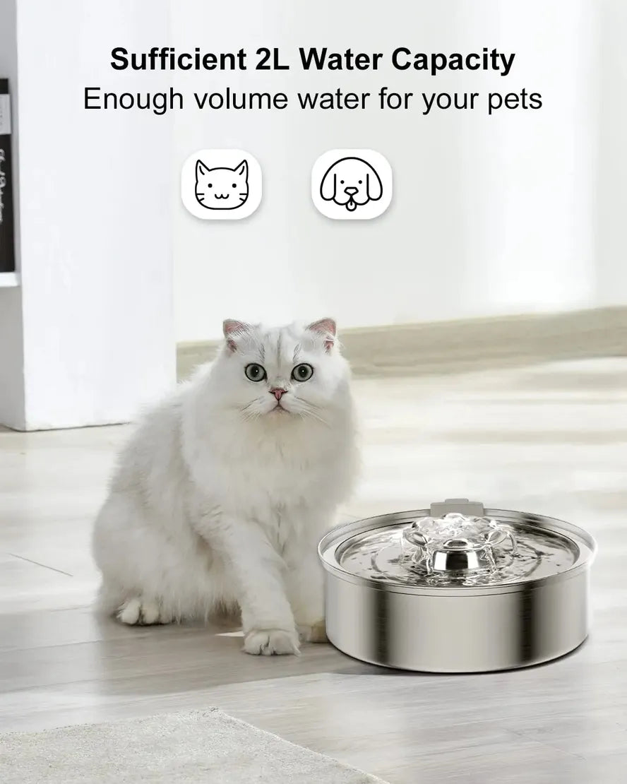 KTX-267155 Durable Stainless Steel Automatic Pet Water Fountain Dispenser for Cats