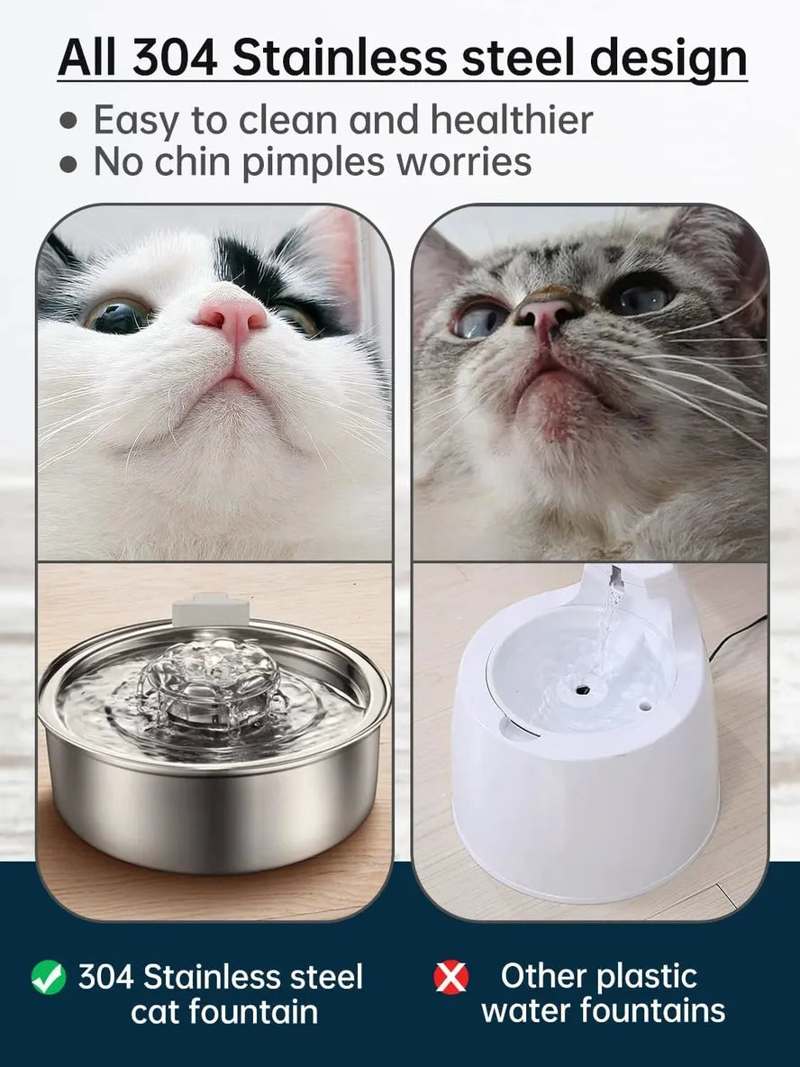 KTX-267155 Durable Stainless Steel Automatic Pet Water Fountain Dispenser for Cats