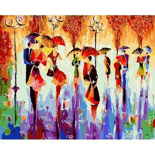 KTX-267475 Colorful Umbrella People Artwork for Home Decoration