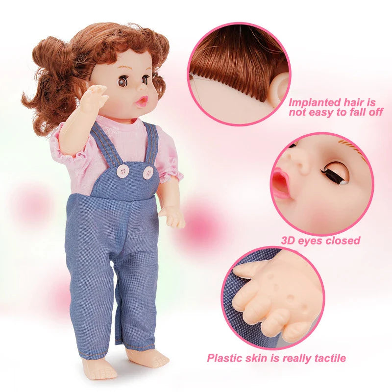 KTX-267795 16 Inch Soft Reborn Doll with Drinking and Crying Function for Ages 2-4, Realistic Baby Toy with Sounds