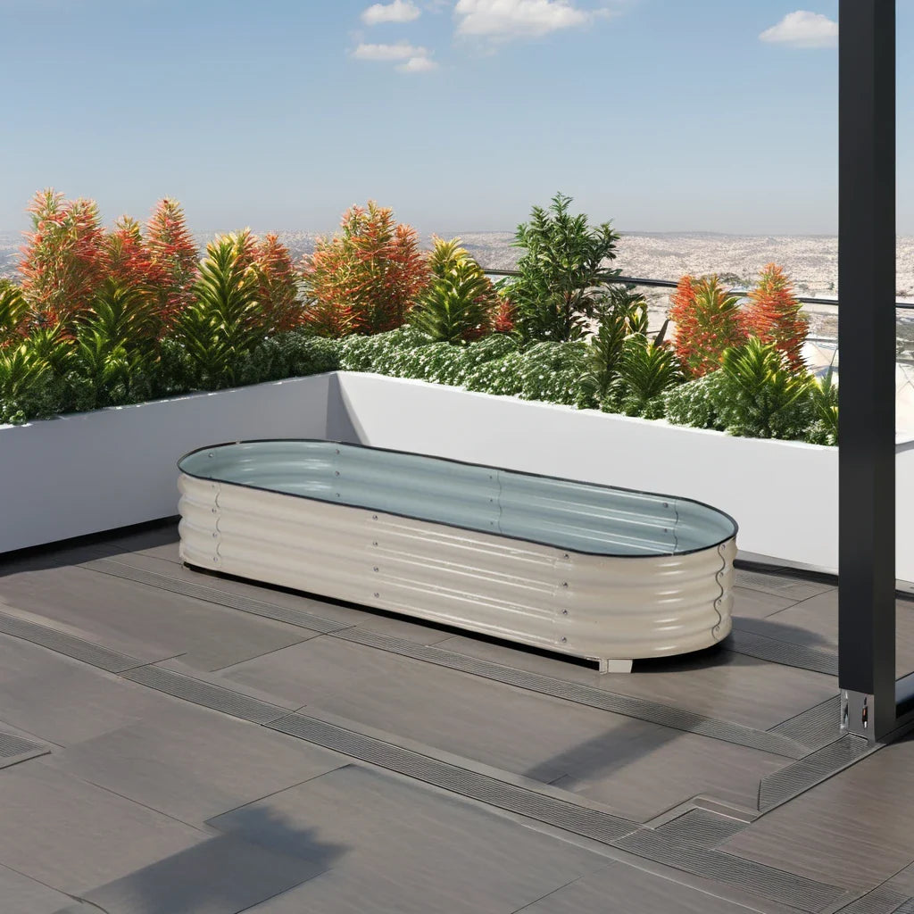 KTX-268051 Metal Raised Garden Bed Planters Kit in Various Sizes with Durable Liner for Home Nursery Gardening