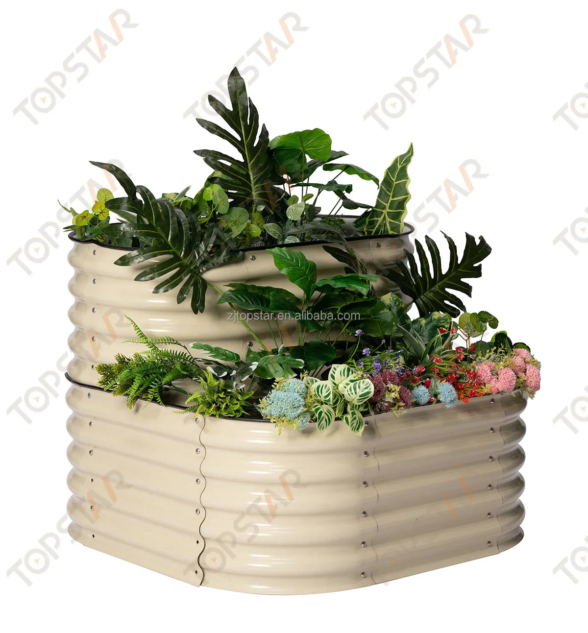 KTX-268051 Metal Raised Garden Bed Planters Kit in Various Sizes with Durable Liner for Home Nursery Gardening
