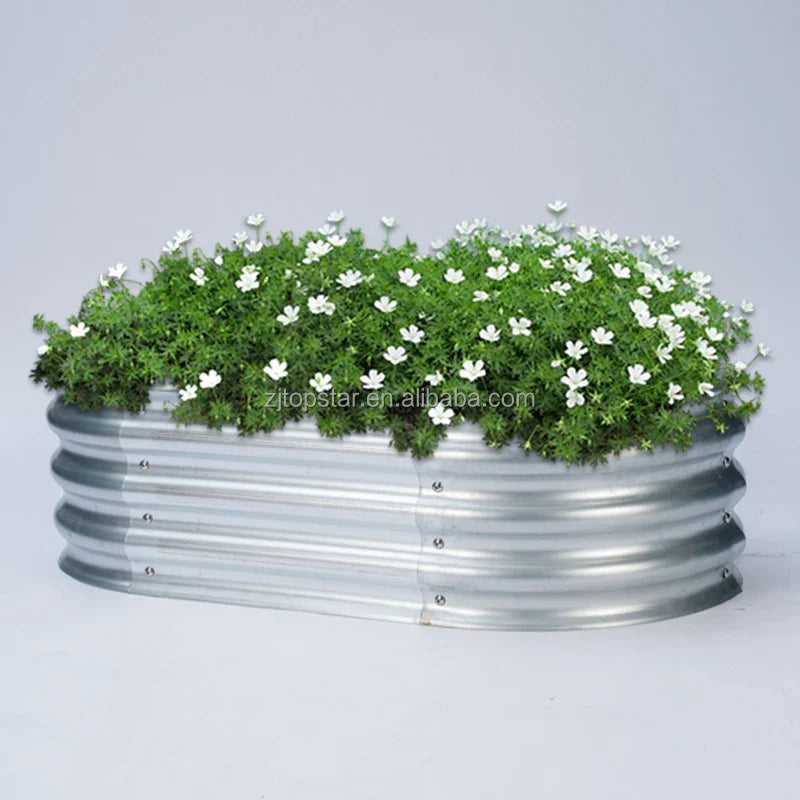 KTX-268051 Metal Raised Garden Bed Planters Kit in Various Sizes with Durable Liner for Home Nursery Gardening