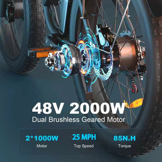 KTX-268243 2000W Dual Motor Electric Bike with 22.4AH Battery and 26"x4.0" Fat Tires