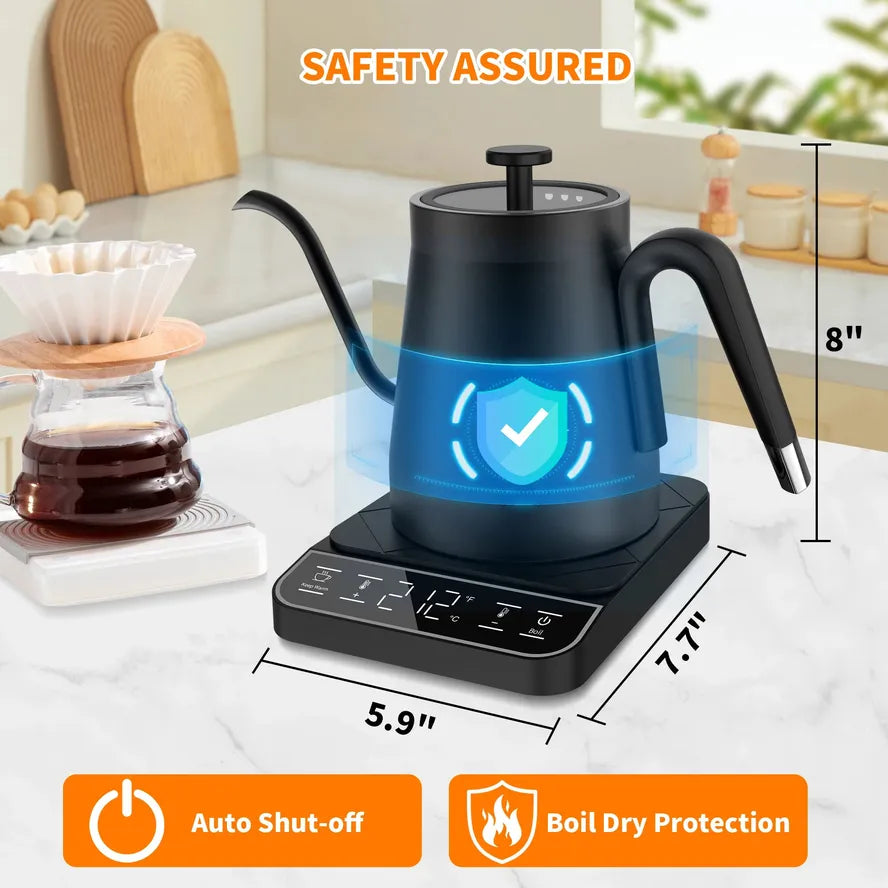 KTX-268307 Smart Gooseneck Electric Kettle for Precision Brewing - Mini Coffee and Tea Water Boiler