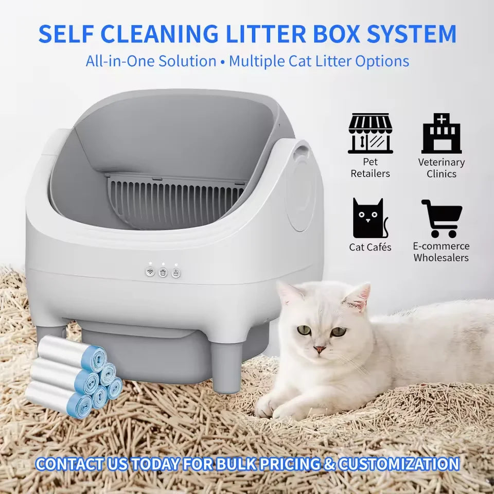 KTX-269139 Smart Cat Litter Box with Automatic Cleaning and Large 65L Capacity, Open Design