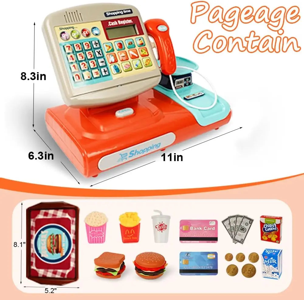 KTX-269523 Electronic Cashier Register Toy for Kids - Pretend Play Supermarket Experience for Ages 2-13