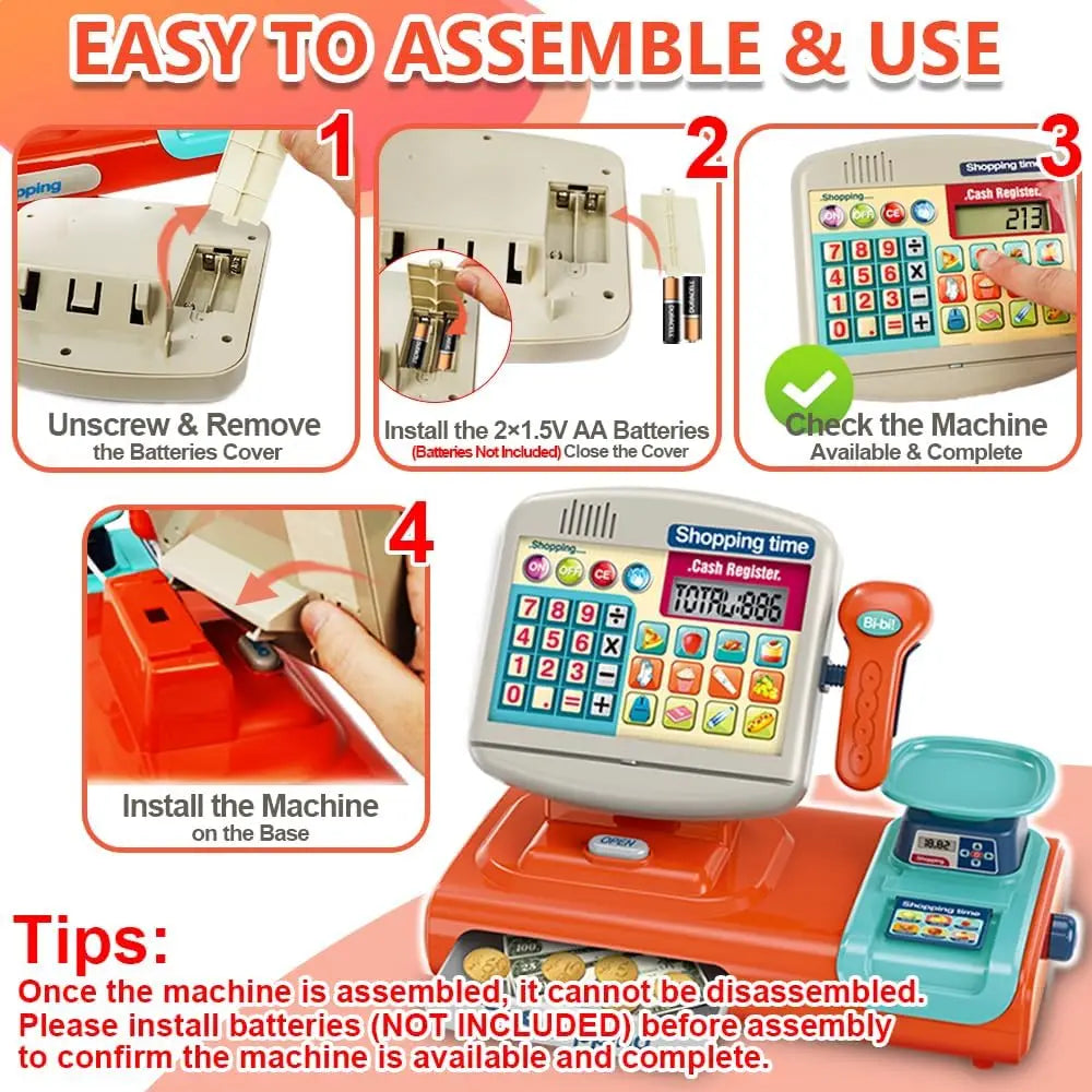 KTX-269523 Electronic Cashier Register Toy for Kids - Pretend Play Supermarket Experience for Ages 2-13