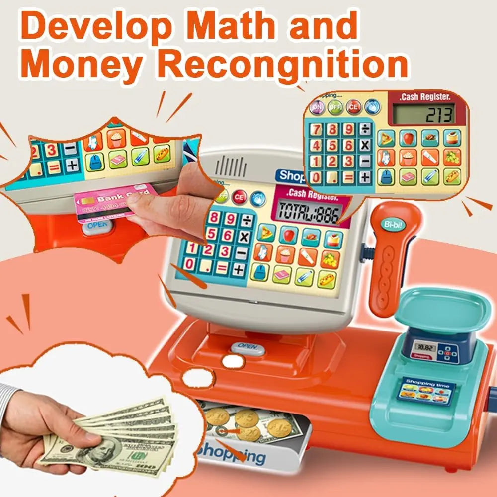 KTX-269523 Electronic Cashier Register Toy for Kids - Pretend Play Supermarket Experience for Ages 2-13