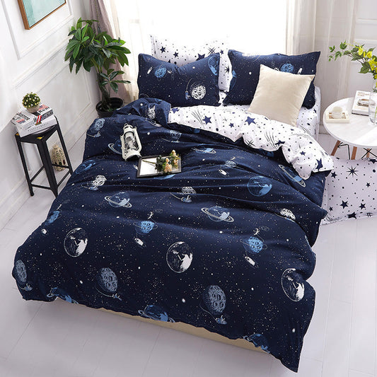 KTX-270163 Cotton Duvet Cover Set with Pillow Cases and Bed Sheet, Multiple Sizes Available